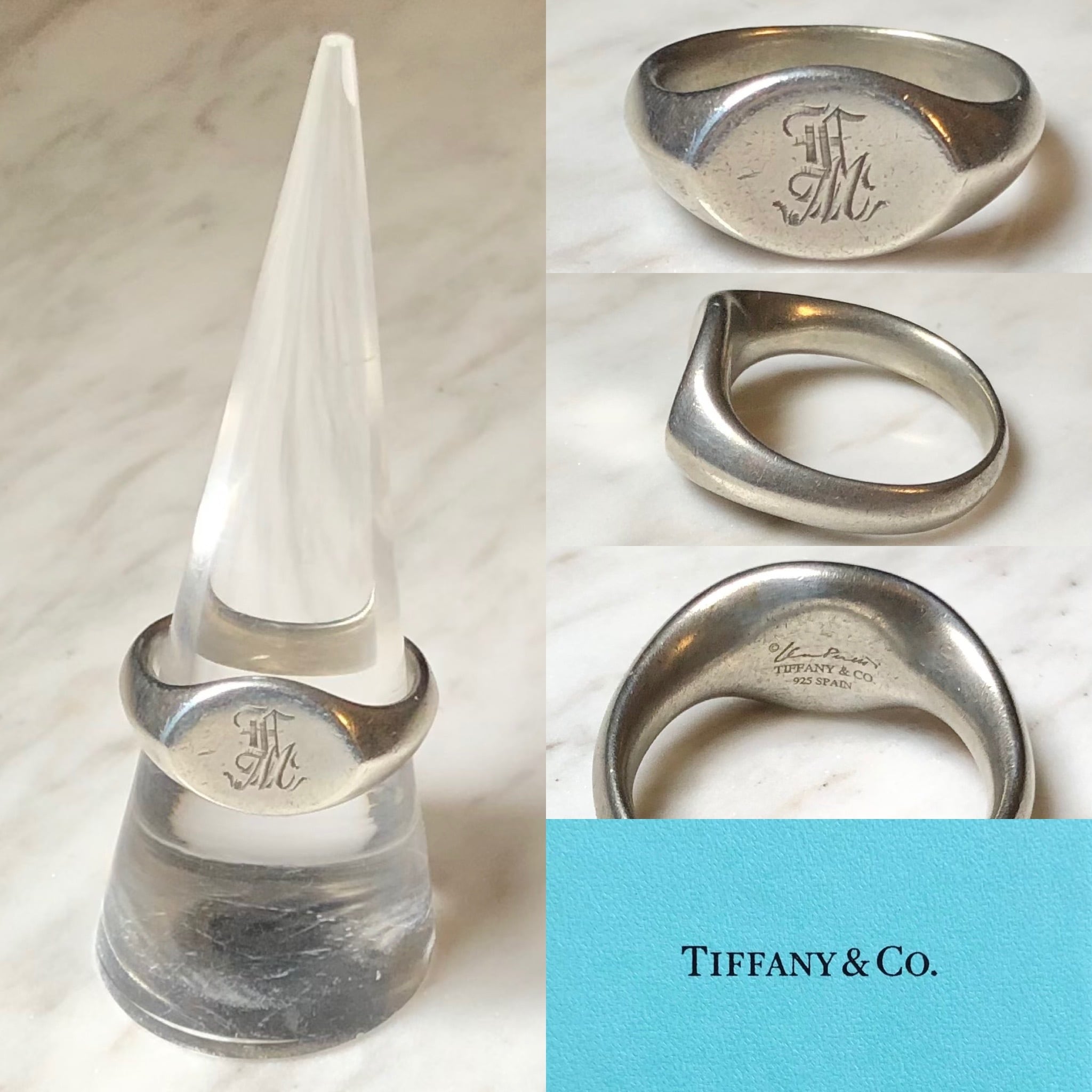 TIFFANY silver initial signet ring designed by elsa peretti | NOIR 