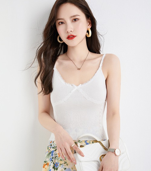 ガーター ベス ノースリーブ ビスコース 夏 上着 キャミソール レディース 韓国ファッション トップス