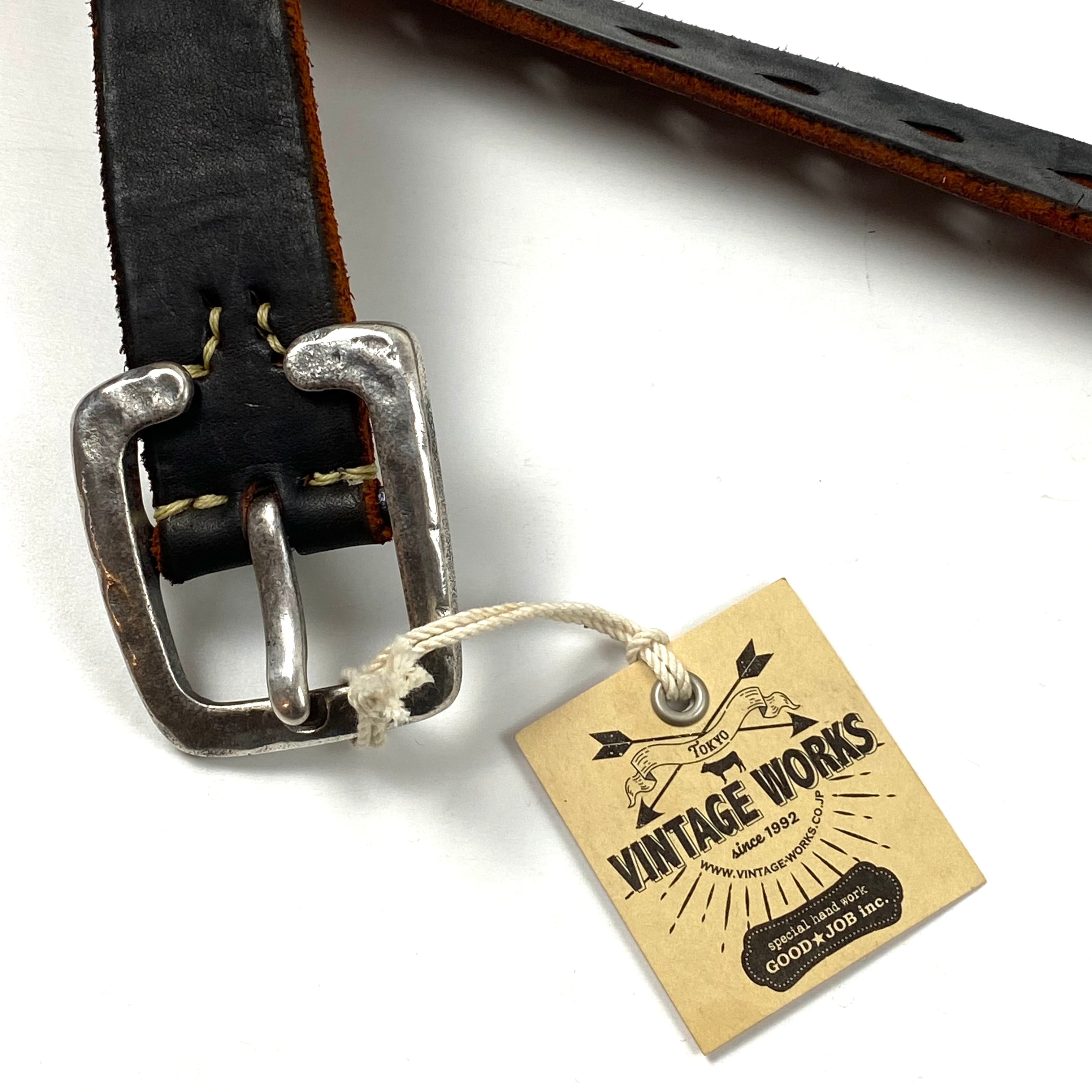 Vintage Works ヴィンテージワークス Leather belt 7Hole レザーベルト 7ホール 茶芯 [DH5536-chasin]