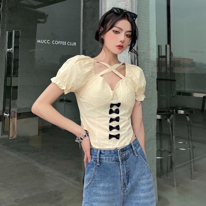 ショートTシャツ シャツ スタンダード薄手 レトロ 大人ガーリー スウィート キュート カジュアル ケッペル74981011575