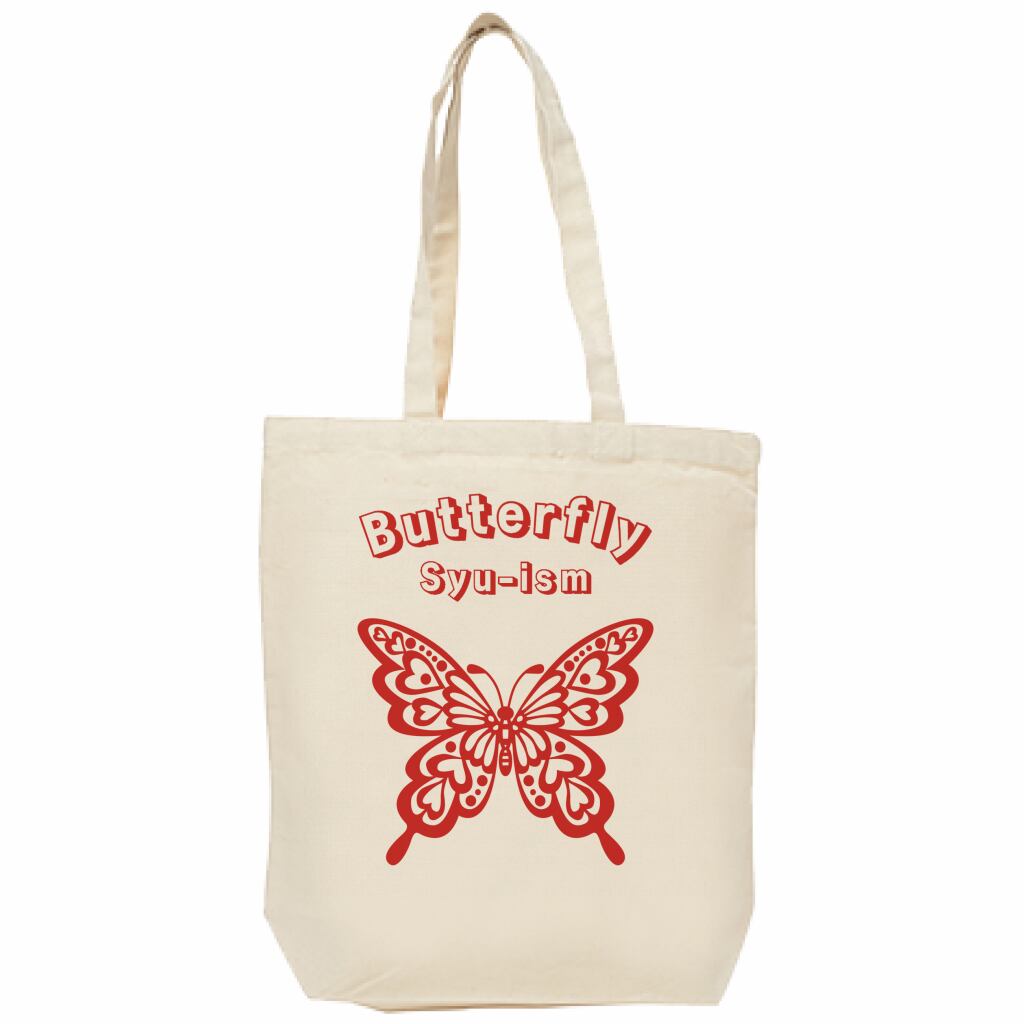 Butterfly ロゴ入りトートバック ナチュラル