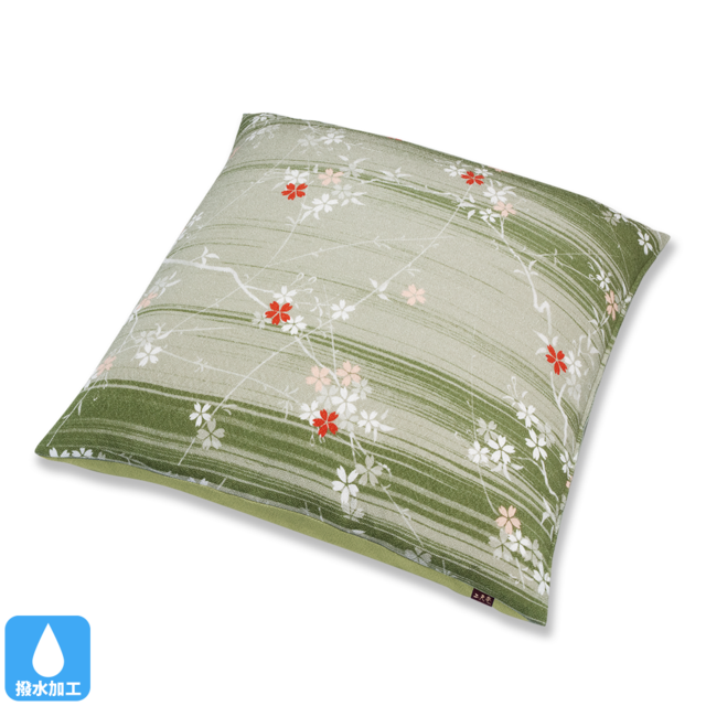 ちりめん　座布団（カバーのみ）桜小町　GN（利休ねず） 65×69
