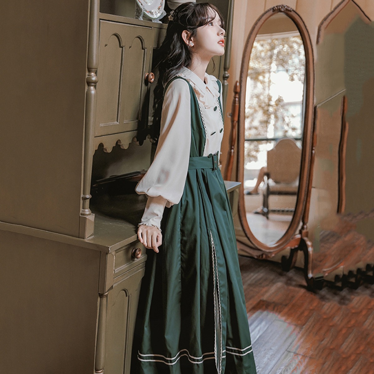 茶味少女シリーズ】☆ワンピース☆ フェイクレイヤード ワンピース 