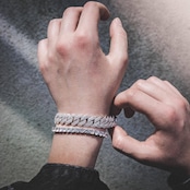 4色 13mmジルコン キューバンブレスレット W230