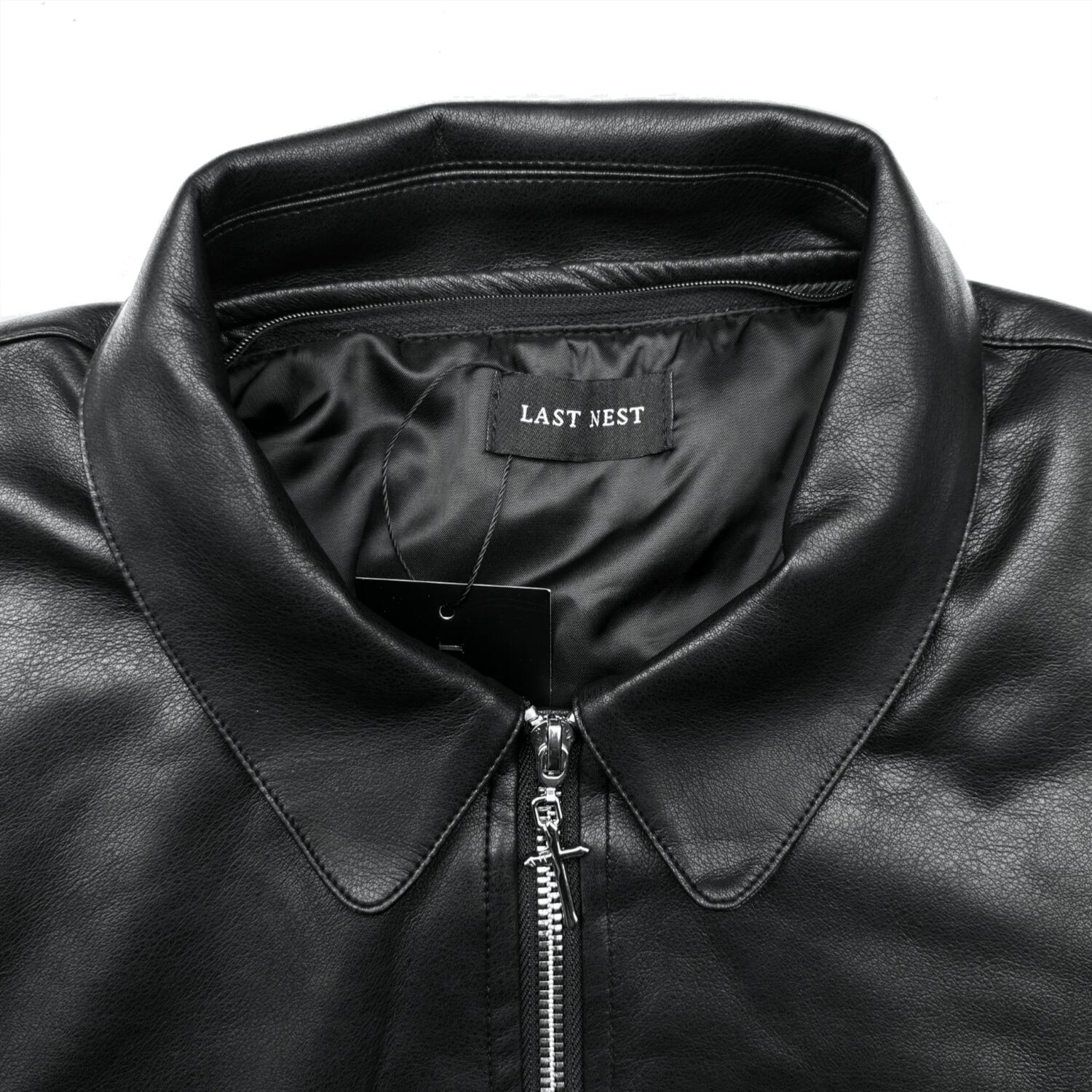 LAST NEST / Hooded Faux Leather Flight Jacket | HOLICK