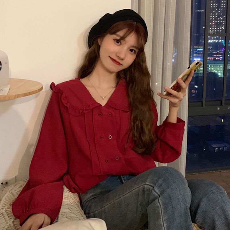 スタイルシャツ レディーススプリングオータムトップス カラーレース 大人ガーリー スウィート キュート カジュアル 春物 秋物 萌量不足56179369924