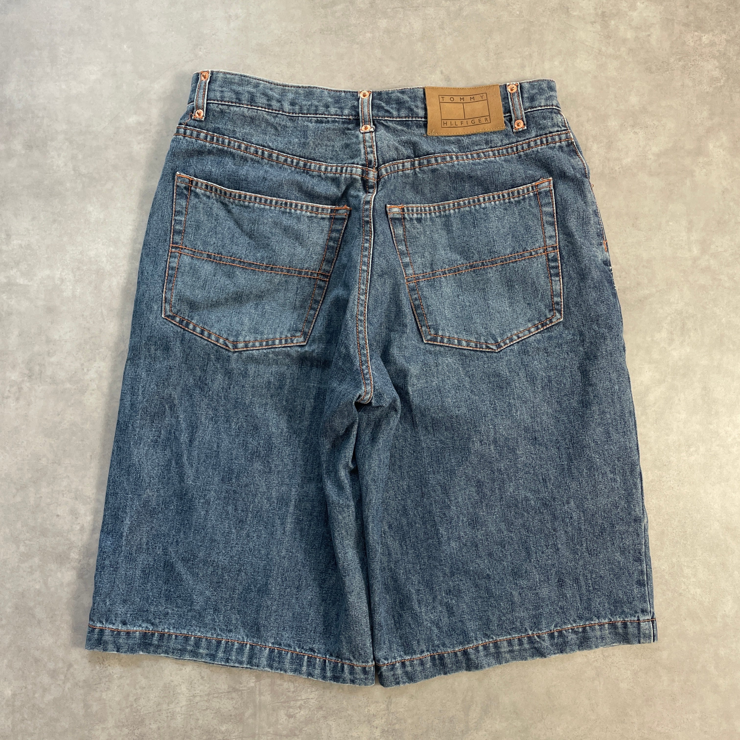 90s 00s TOMMY JEANS デニムショーツ バギー 極太 y2k
