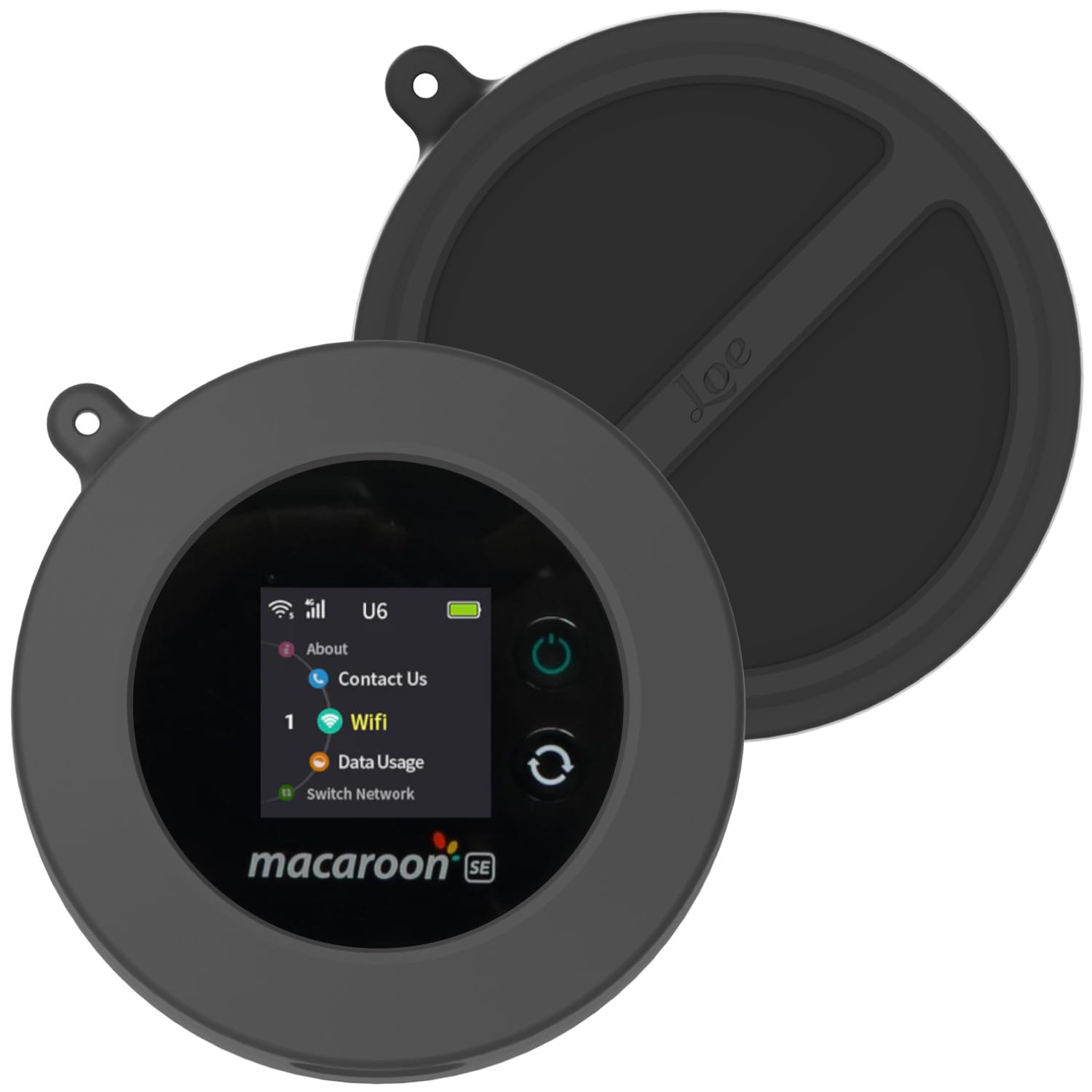 【人気】LOE(ロエ) Macaroon SE 専用 モバイルルーター ケース 日本製 保護フィルム 付 (ブラック)