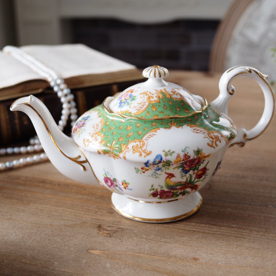 【希少品】英国ビンテージ★パラゴン★ロッキンガム★Tea for two 英国パラゴン ロッキンガム グリーン 優雅なティーセット | Antique