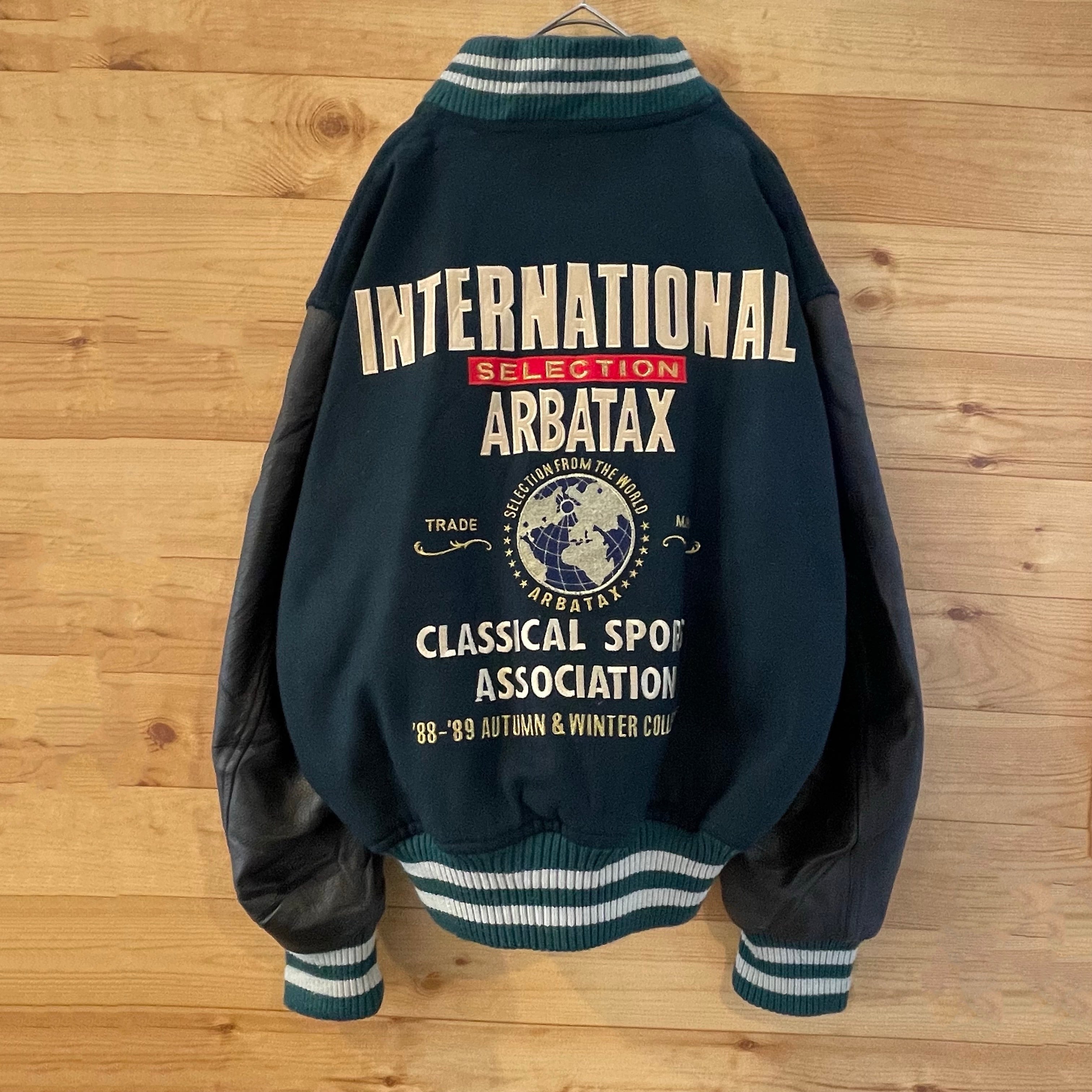 ARBATAX】80s 90s 日本製 ビンテージ スタジャン 袖レザー バックロゴ 