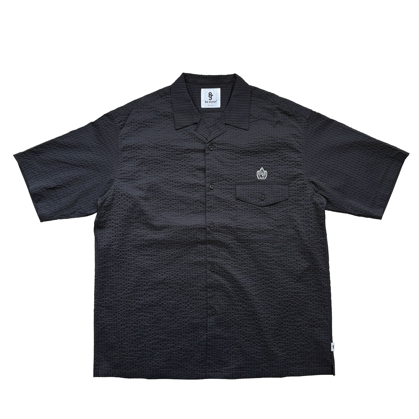 8G DOTAIR COOLMAX SUCKER OPEN COLLAR SHIRT -DARK NAVY KHAKI-