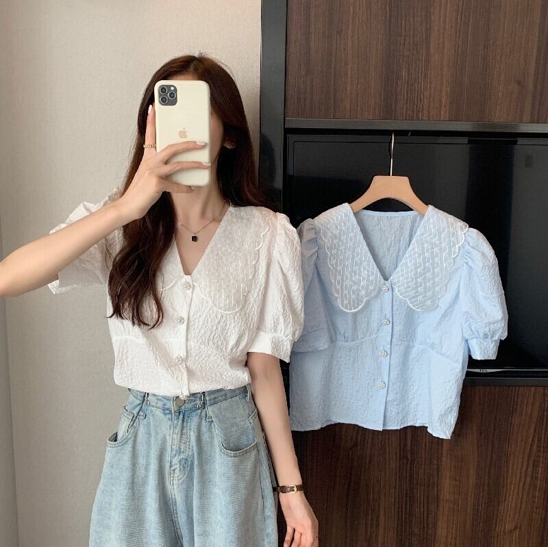 カラーシャツ サマー薄手スリーブホワイト 夏物 YY-ファッション12433795028