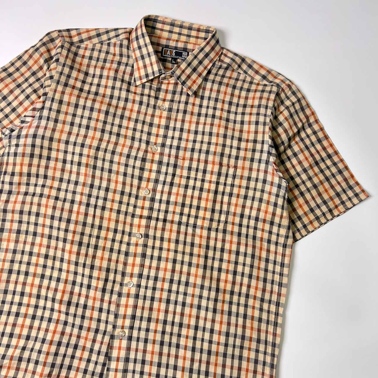 リネン混 DAKS ダックス チェック 半袖シャツ L/マルチ メンズ CHOYA