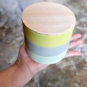 畑漆器 BORDER ミント x グレイ x イエロー C003