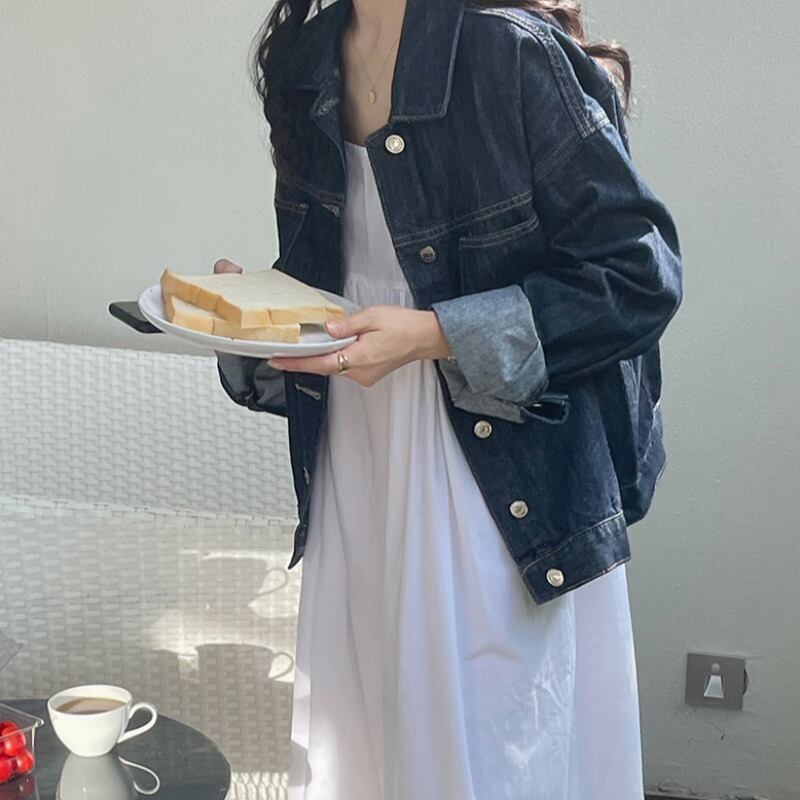 オータムスタンダードブルージャケット レディーススプリングカジュアルカーディガントップス レトロ 春物 秋物 萌量不足30329967960