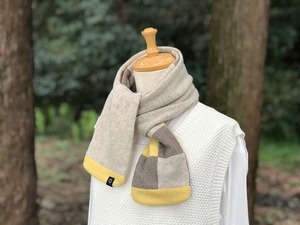 純カシミヤふんわり -ICHIMATSU-マフラー　ベージュ/イエロー/ナチュラルブラウン