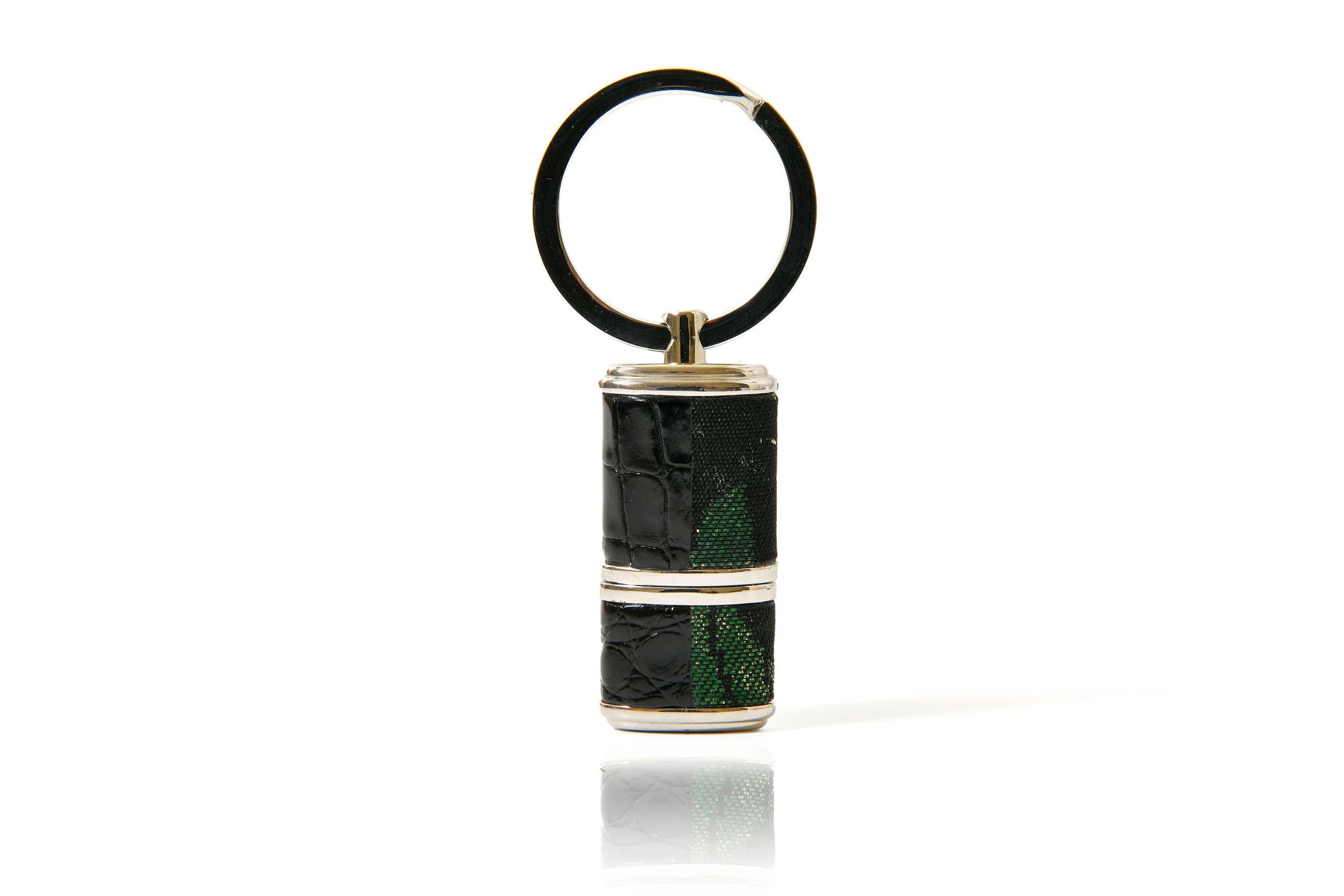 JRxSJUSBキーホルダー/本漆古代錦/"唐花"/黒緑-黒/JUSBPL-KODU-M1-C20ku-10