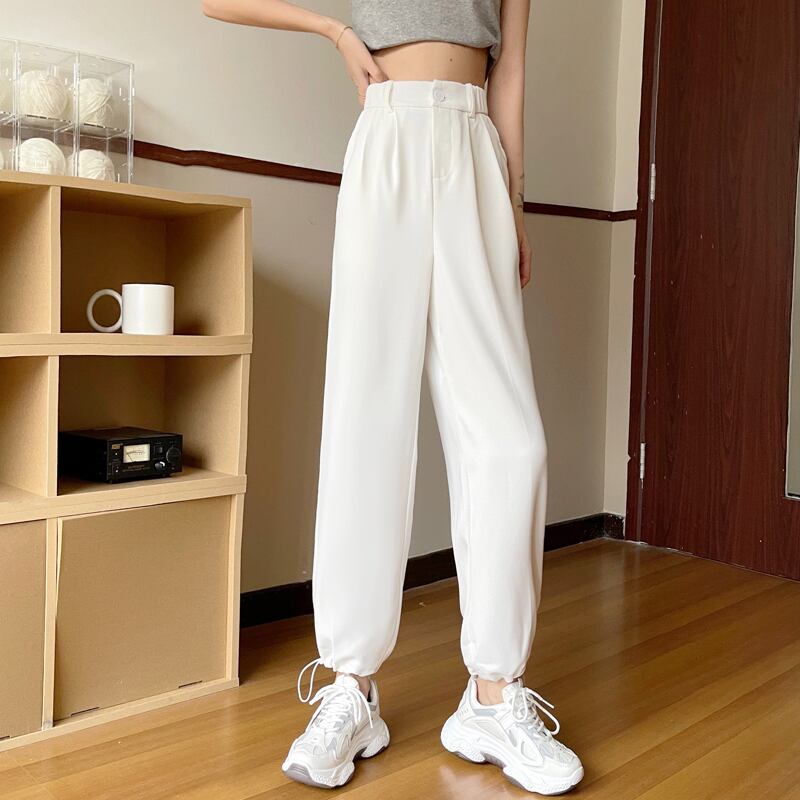 ホワイトスプリングオータムウェストカジュアルパンツ 春物 秋物 試着室42624979528