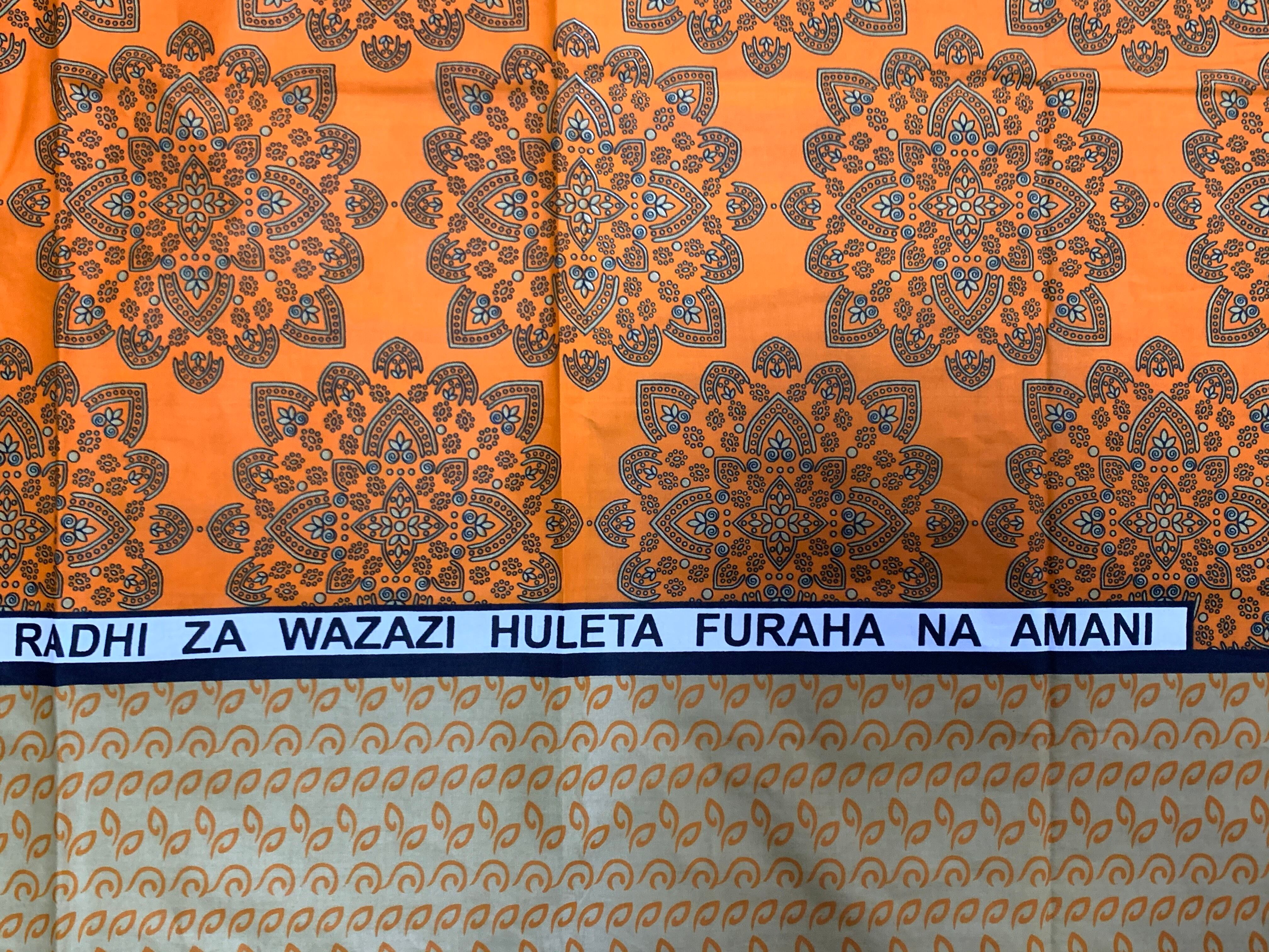 カンガ布  ファブリック（オレンジ）