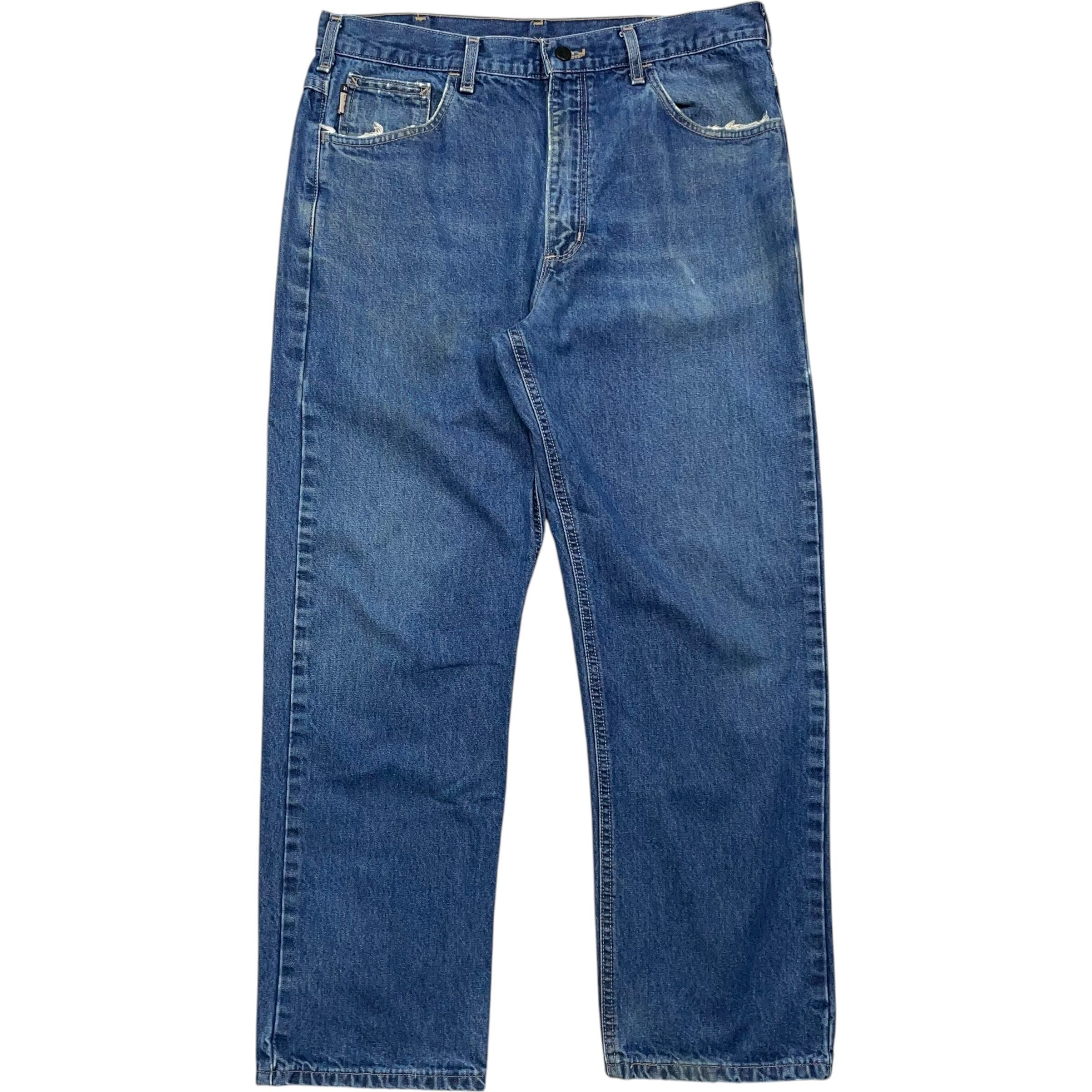 《実寸 W35L29》 Carhartt FR カーハート デニムパンツ ブルー n5091