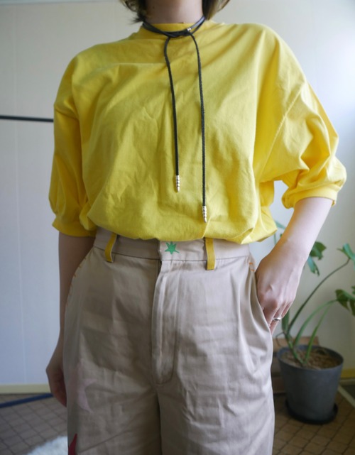 80s-90s EURO VINTAGE Yellow Cotton Tee
