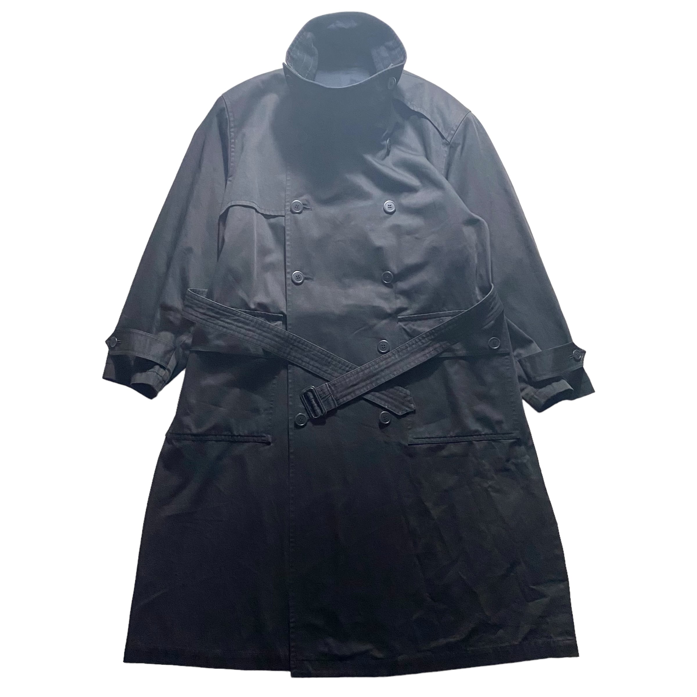vintage DOMON black cotton twill long coat | NOIR ONLINE
