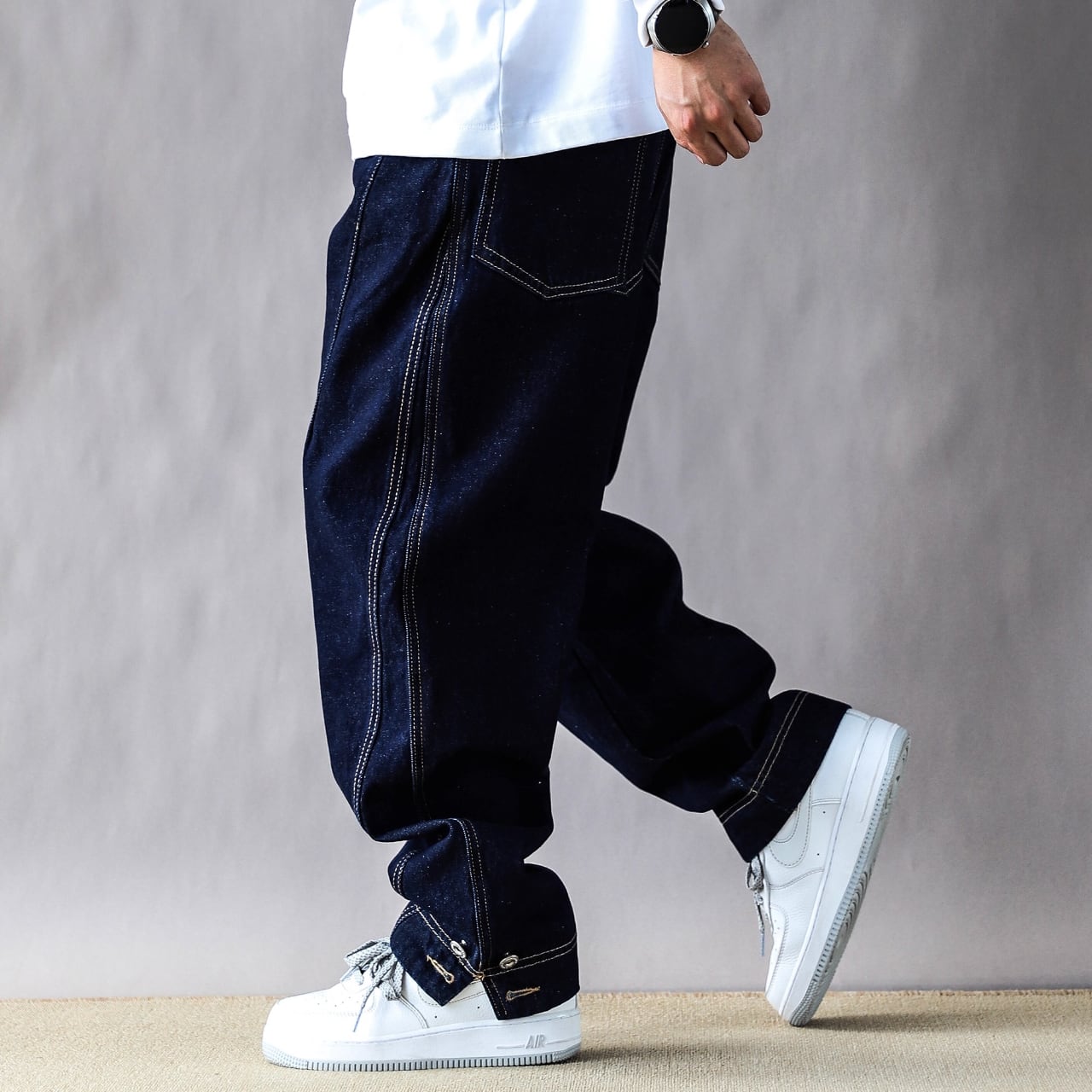 パン　デニム Wide stitch denim work pants 1118 | femto