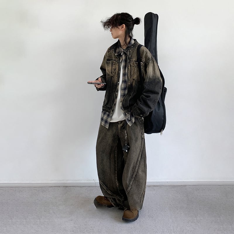 (即日発送)gibousグラデーションデニム jiwuus個性的なグラデーションデニムジャケット | mblueshop