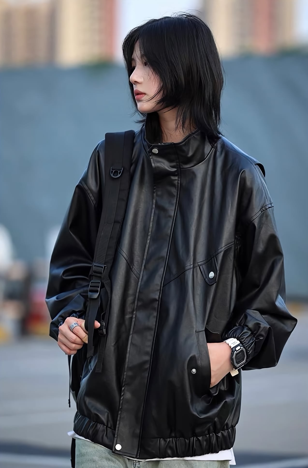 スタンドカラーレザージャケット / Stand Collar Leather Jacket スタンドカラーレザージャケット / Stand Collar Leather Jacket