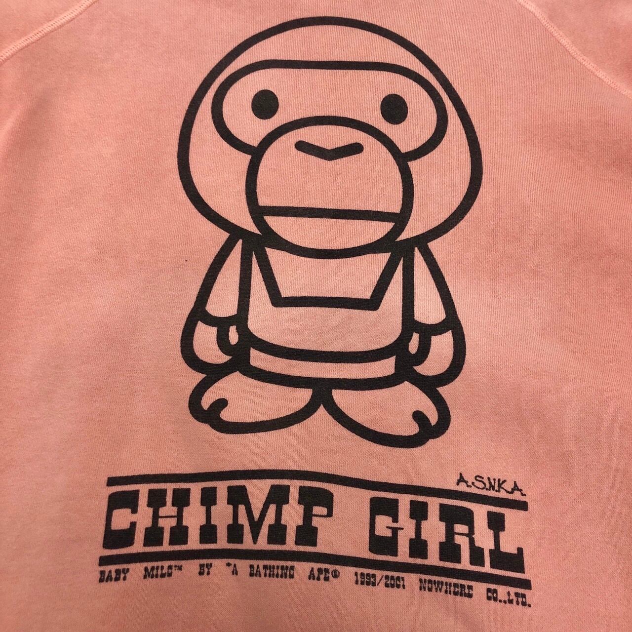 90～00s A BATHING APE/BABY MILO print S/S Sweat/CHIMP GIRL/初期