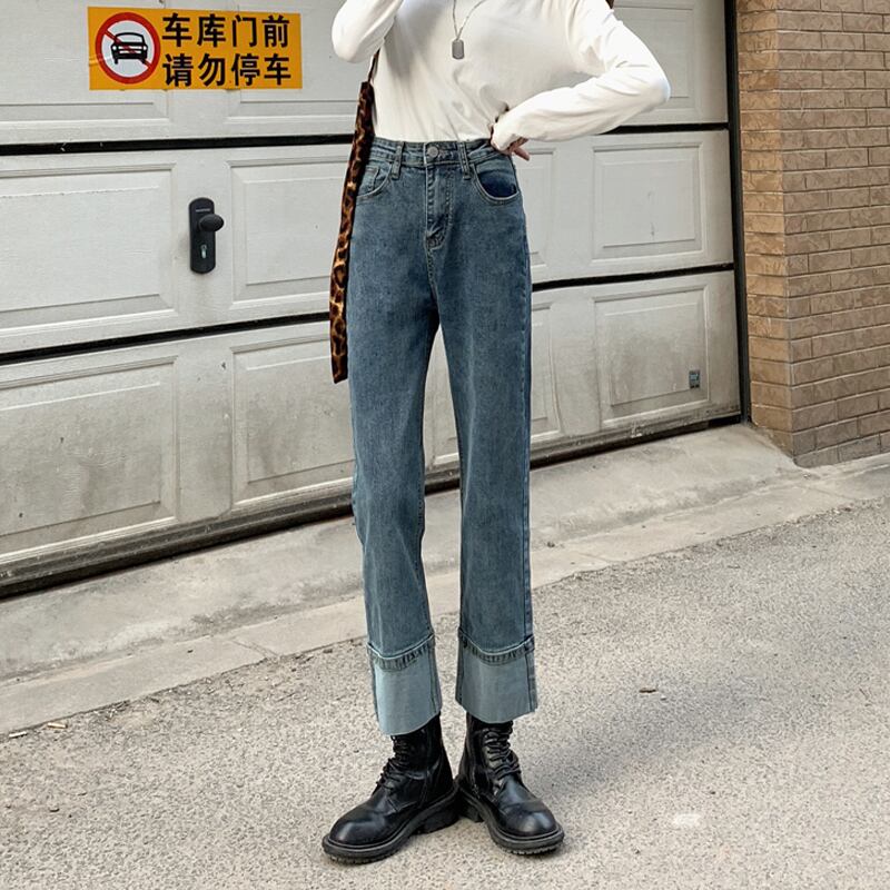 パンツ スプリングルーズハイウェストウェストジーンズ レディース 春物 試着室93617025865