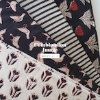 ブロックプリント生地【50cm単位】インド綿 小花柄 生成り×黒×赤 #51010-WT1