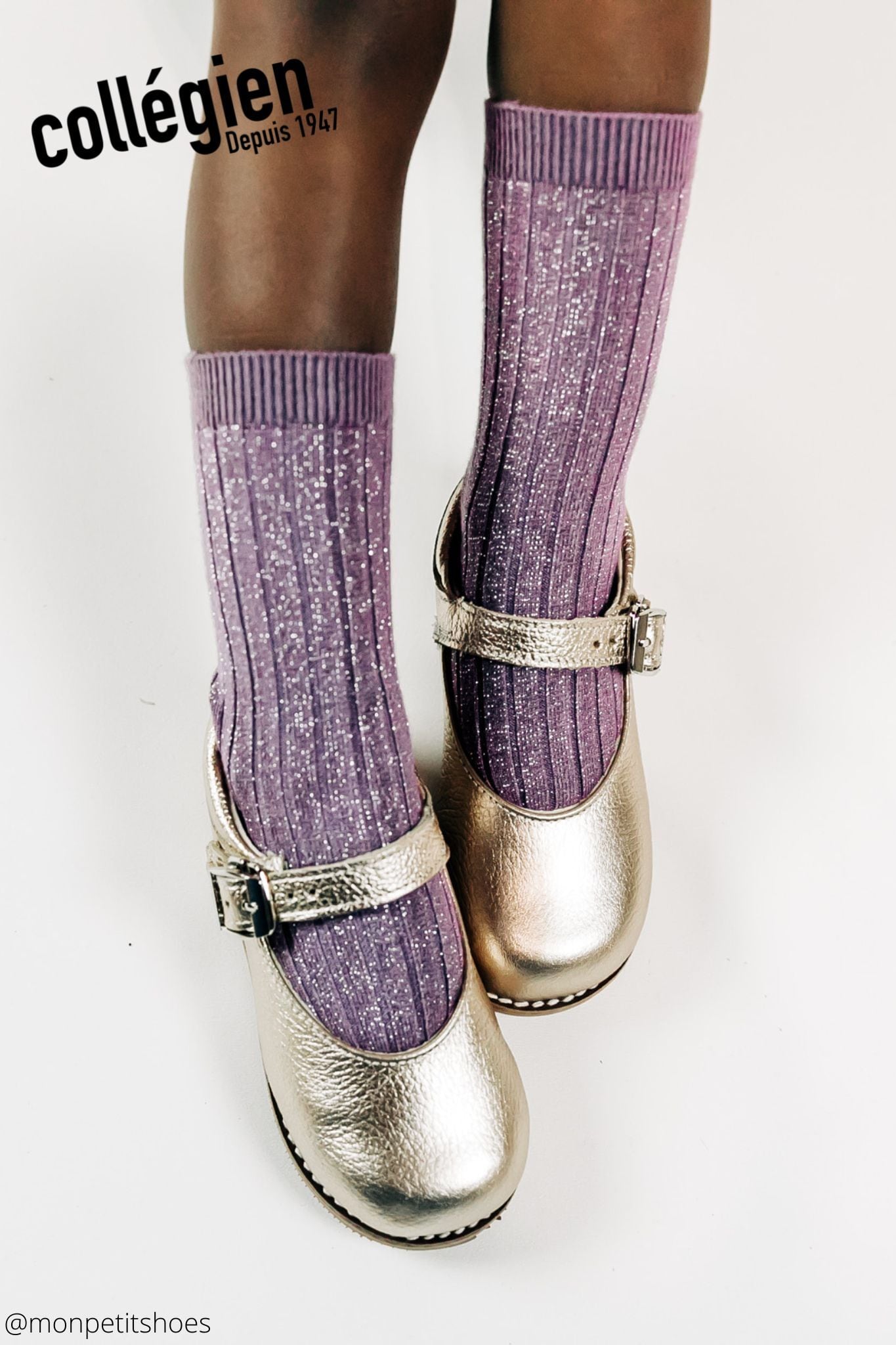 【collegien】Victoire Glitter Ribbed Crew Socks