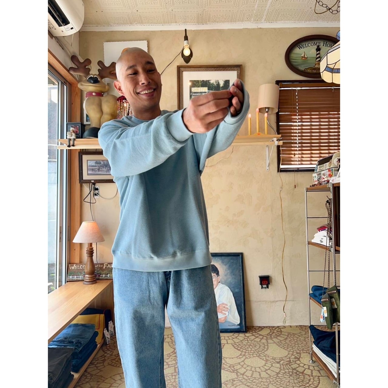 RELAX FIT by SUPERMARKET / Pique sweat crew - ピケ スウェット