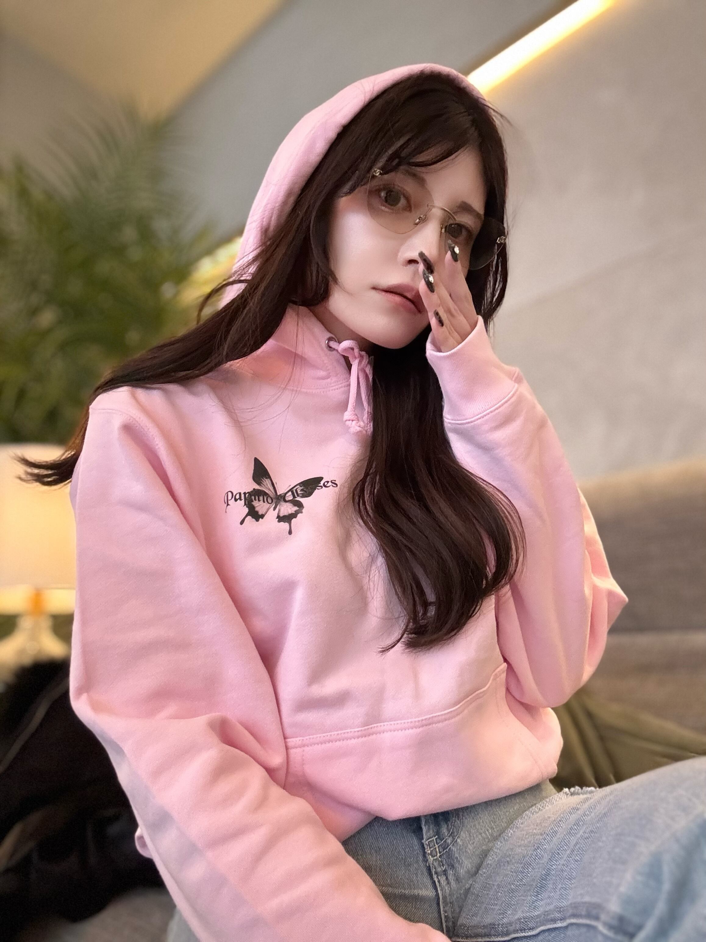 ゆるっとシルエットユリシスロゴパーカーピンク | -Papilio Ulysses