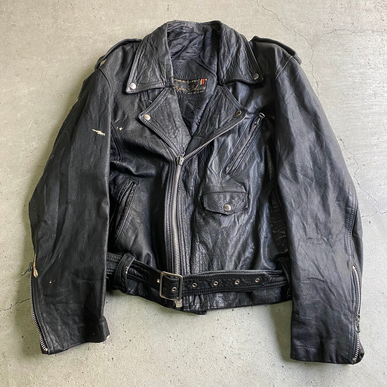 ビンテージ DoubleRiderJacket レザージャケット 本革 黒XXL（楽天市場  