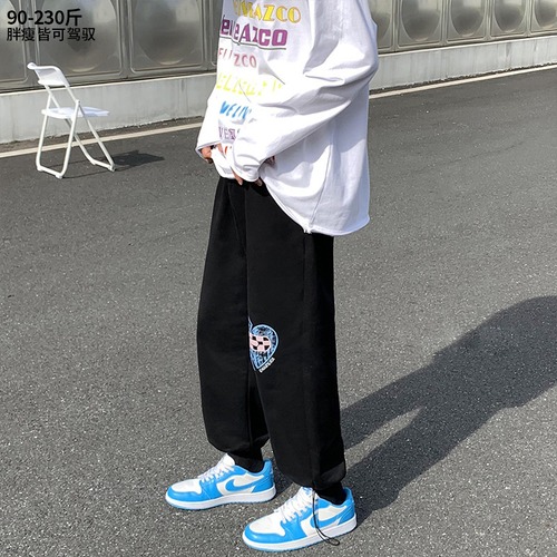 ブラックルーズカジュアルパンツ オータムロング 大きめサイズ 秋物 ヒップホッププラスサイズ31118489280