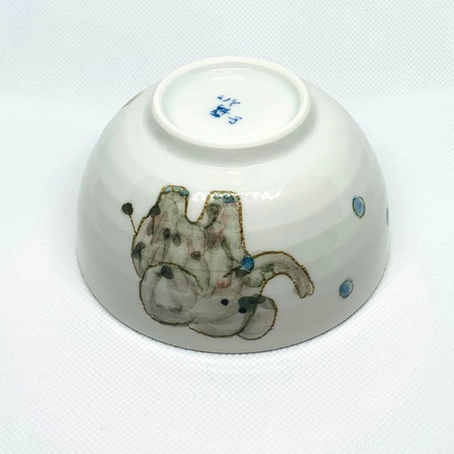 葉模様付き陶器茶碗 楊琴作 豆清砂 茶器 商品説明必読 楊さん