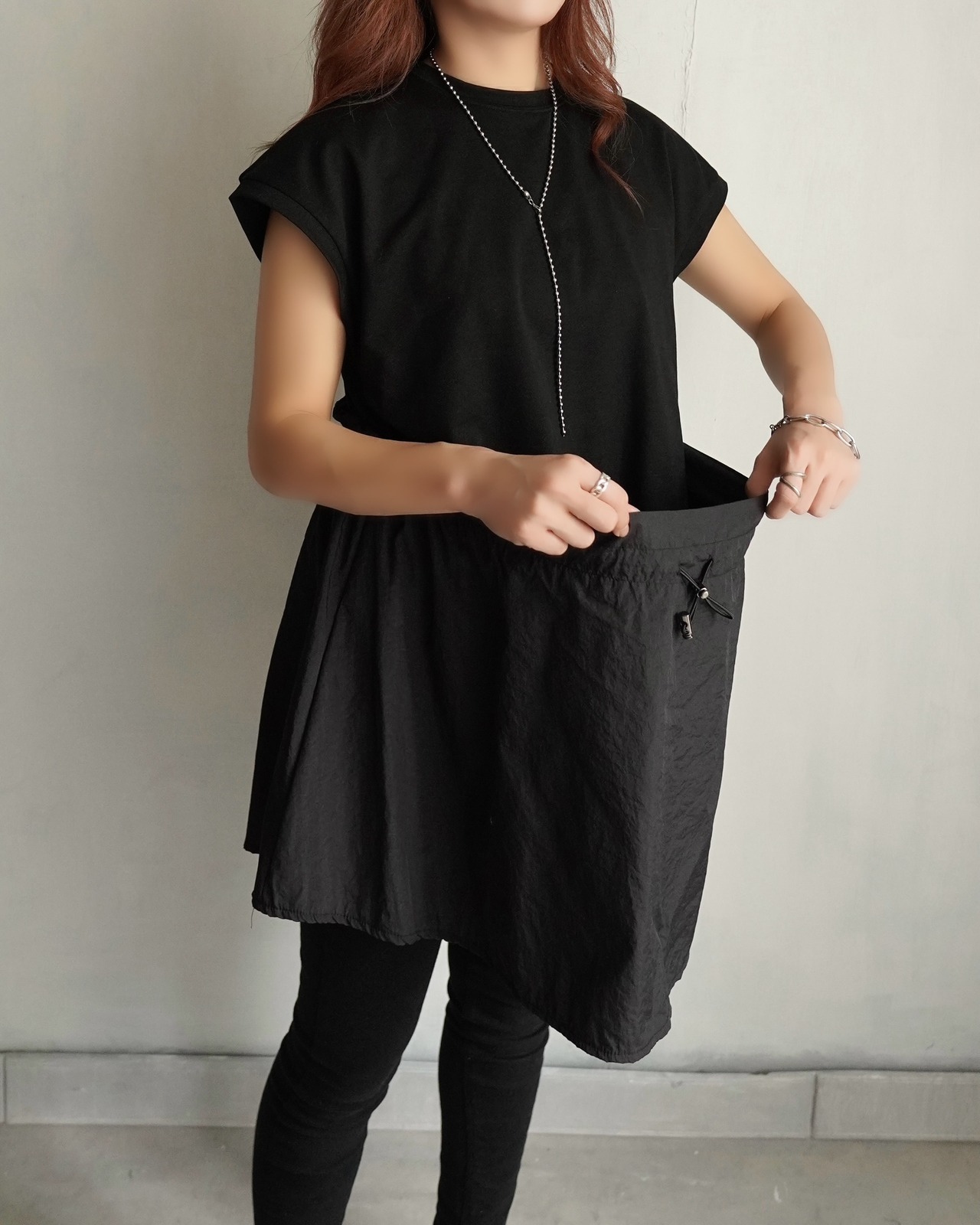 ナイロン切替チュニックCS/Black