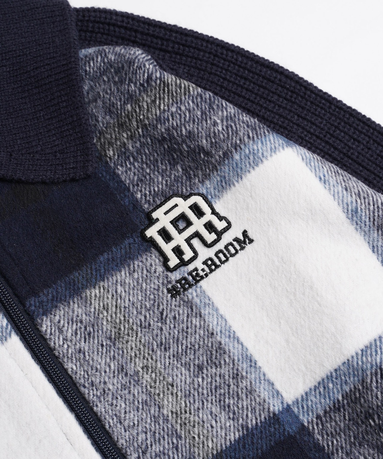 【#Re:room】WOOL CHECK SWITCHING ZIP UP KNIT JACKET［REK132］