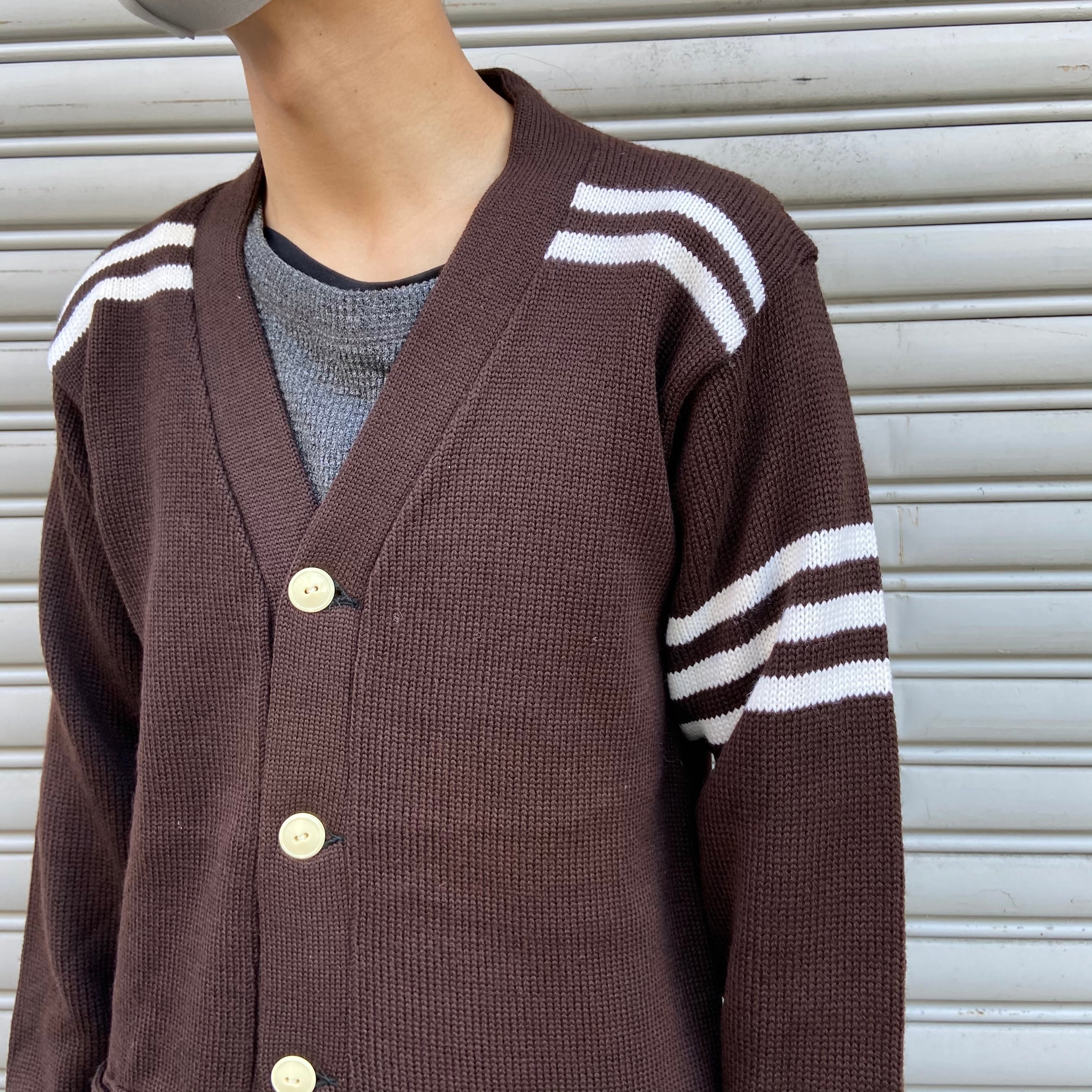 送料無料』Deadstock 70s レタードカーディガン ウール スクール 