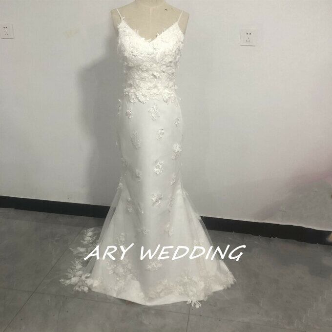 フランス風 Vネック キャミソール ウエディングドレス 前撮り 3D立体  