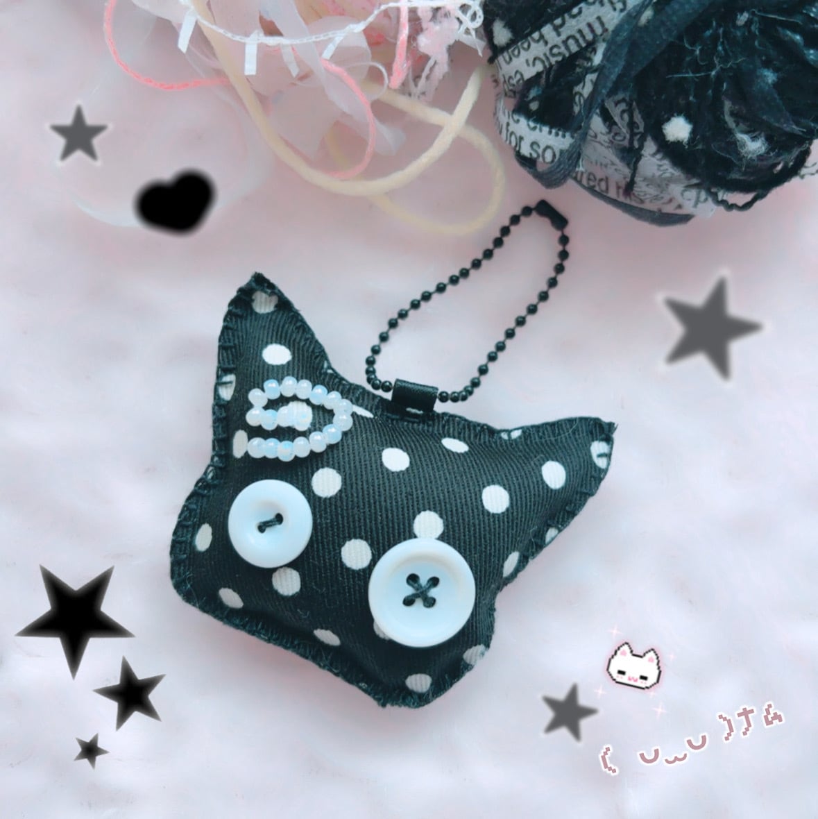ぬいぐるみ キーホルダー パンク 猫 水玉 ウィッシュコア サブカル Y2K