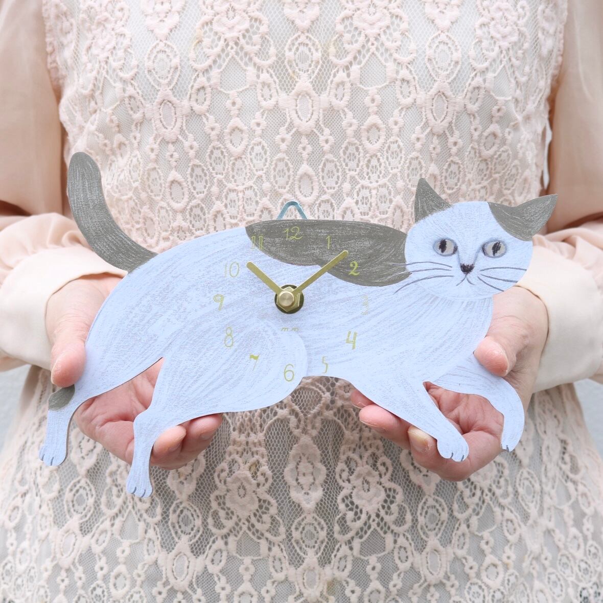 新品松尾ミユキダイカット クロックShima猫ねこネコ