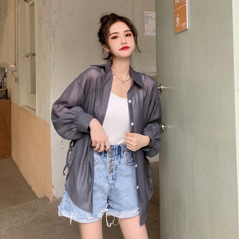 シャツ サマー薄手スタイルカラールーズトップス 夏物 1号婦人52208158893