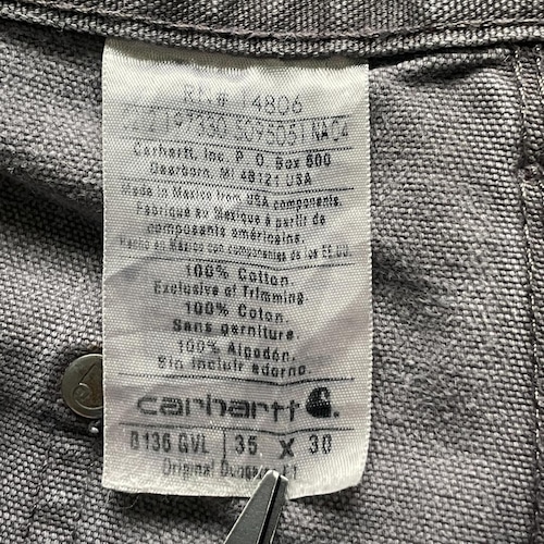 襤褸 USA生地製 グレー ダブルニー Carhartt B136 35×30 詳細写真9