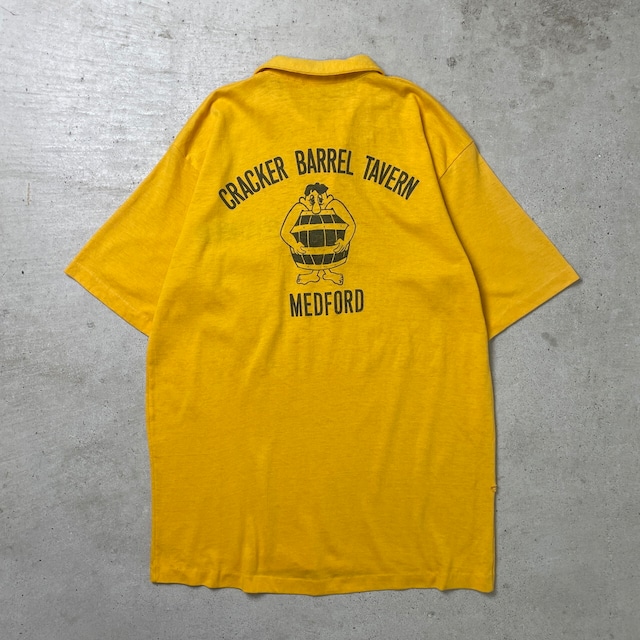 70年代~80年代 CRACKER BARREL TAVERN レストラン ポロシャツ メンズM相当 古着 70s 80s ヴィンテージ VINTAGE 黄色【ポロシャツ・ラガーシャツ】/イエロー