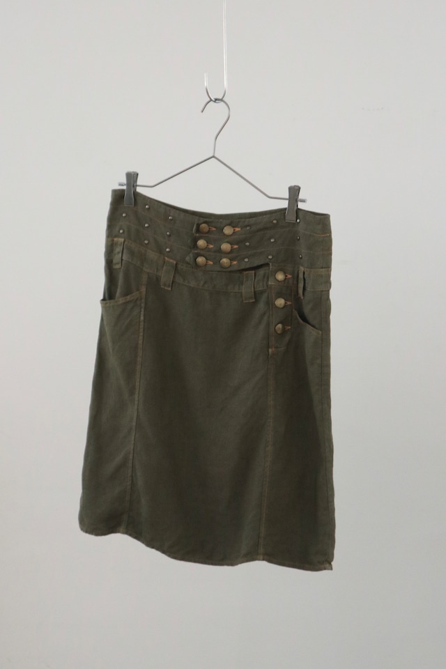 Max&Co khaki linen studs skirt
