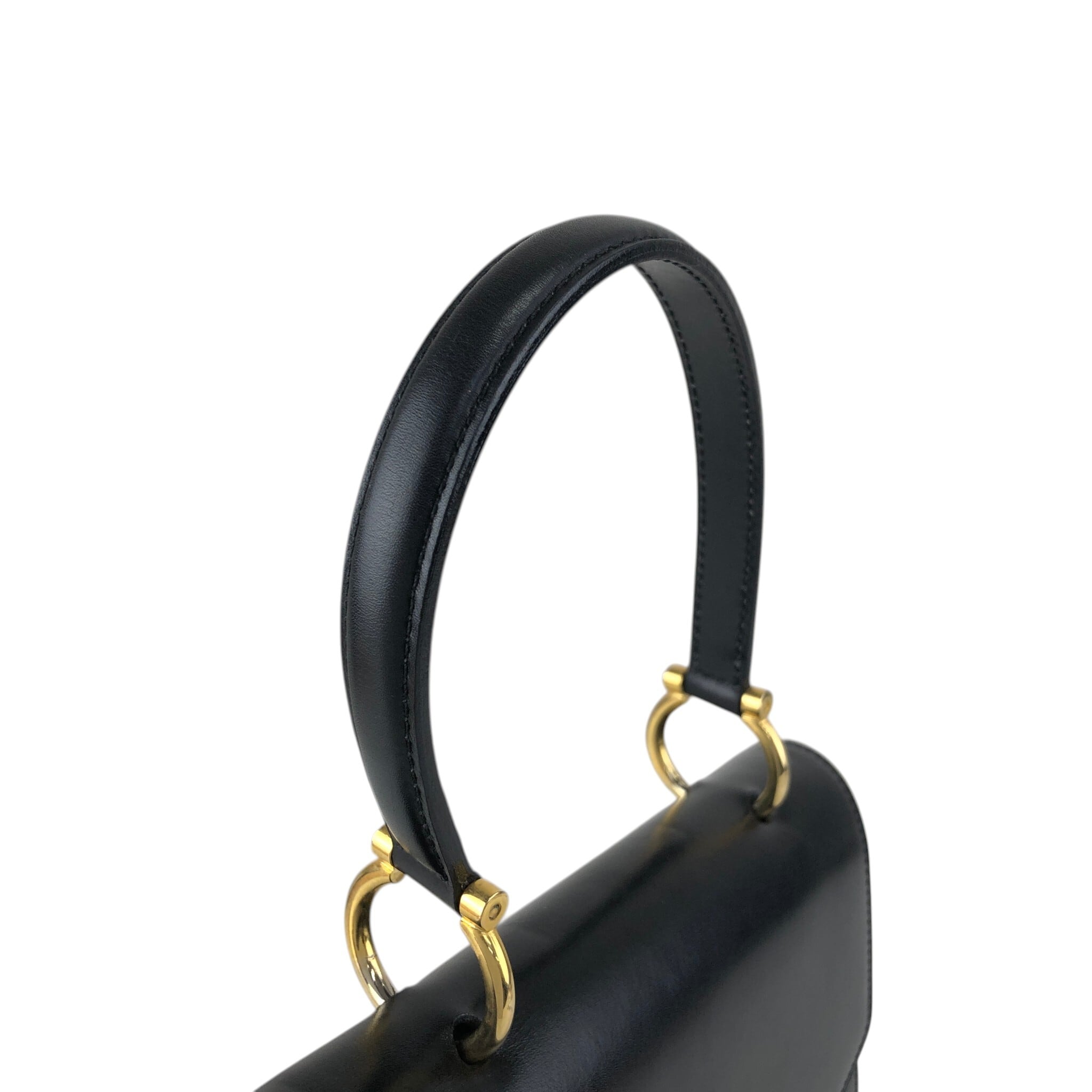 【レア】オールド セリーヌ ガンチーニ レザー ハンドバッグ ヴィンテージ CELINE セリーヌ ハンドバッグ ブラック ガンチーニ レザー vintage