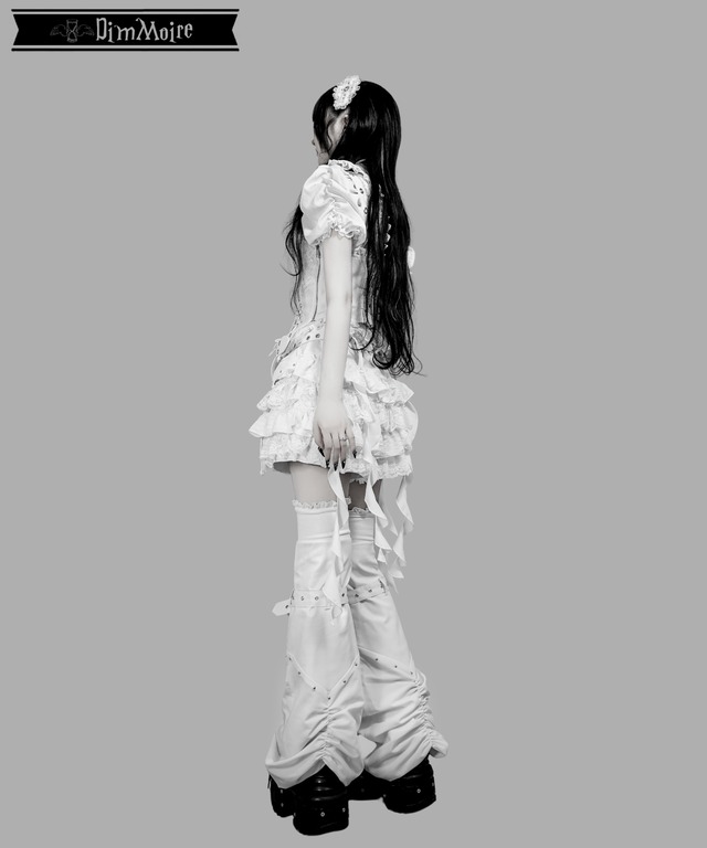 拘束編み上げニーハイウォーマー‎【White】
